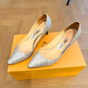 Jimmy Choo Sparkling Silver Heels